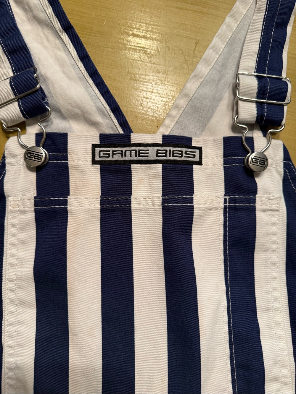 Game bibs overalls navy/white size adult medium